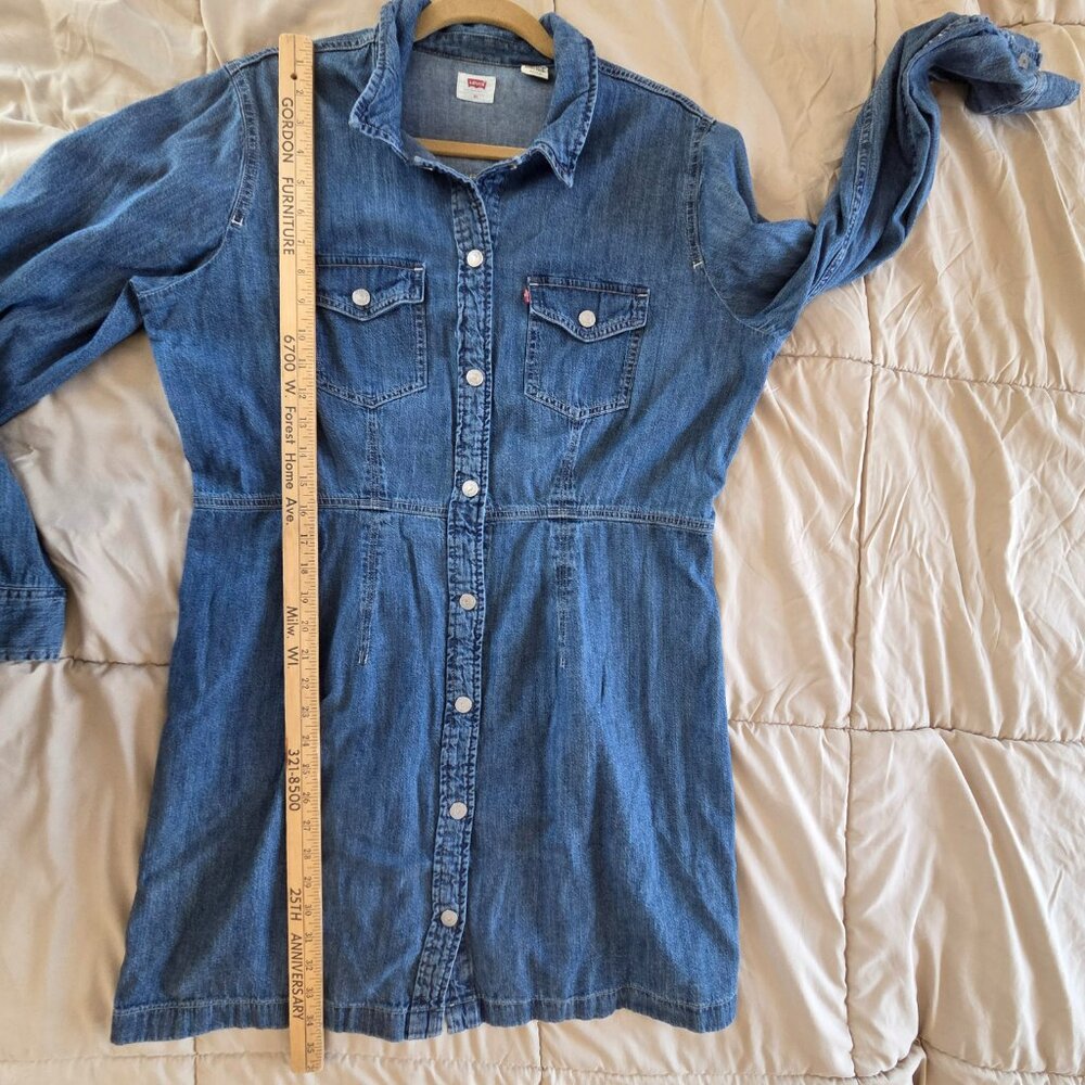 Levi's  | Classic Western Denim Snap Front Shirt Dress | Size XL - Picture 8 of 10